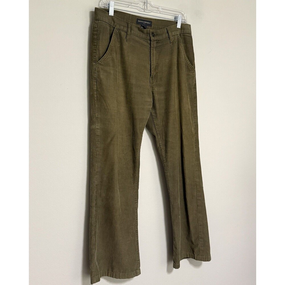 Banana Republic Cotton Corduroy Straight Leg 32x32 Olive Green Khaki 2007 Y2K